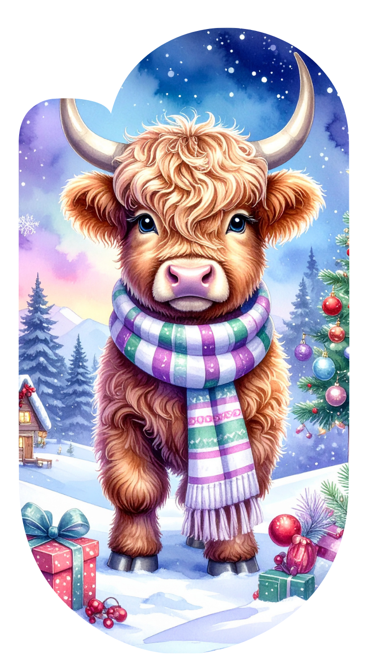 Winter Christmas Cow Paperclip Design Clipart 120PNG Digital Download Bundle  Item image 12
