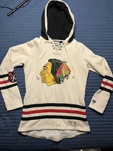 Old Time Hockey NHL Chicago Blackhawks Women’s Jersey Hoodie Off White L... - $517.66 MXN