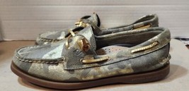 Sperry Top-Sider Women 6.5 AO 2-Eye Vida Metallic Gold Camo Boat Shoes STS86659 - £15.98 GBP