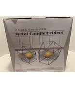 Pack of 2 Gold - Tone Geometric Hexagon Small/Medium Candle Holders New! - £6.50 GBP