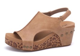 Corkys Footwear Women&#39;s Carley Smooth With Leopard Soles Sandals Taupe - $51.00