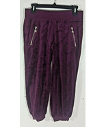 Victorias Secret Womens XS Sweatpants Purple Velvet Capri Zippered Pockets - £11.87 GBP
