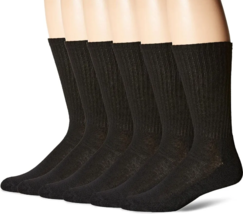 Black Hanes Men&#39;s Big &amp; Tall (6-Pack) Cushion Crew Socks (Size 12-14) - $12.20