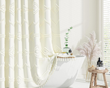 Cream Fabric Shower Curtain, Boho Farmhouse Tufted Geometric Striped Tas... - $23.85