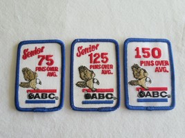 Lot 3 Vintage Eagle Bowling Patches ABC Senior 75 125 150 Pins Over Average - £7.83 GBP