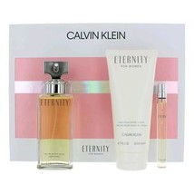 Calvin Klein Eternity Perfume 3.4 Oz Eau De Parfum Spray 3 Pcs Gift Set  - £96.69 GBP