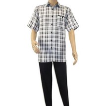 Men 2pc Walking Leisure Suit Short Sleeves By DREAMS Checker 282-00 Black White image 2