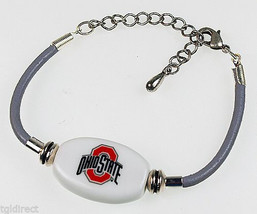 Fenton College Logo Leather Cord Bracelet Ohio State Buckeye Glass NCAA Bead N - £34.26 GBP