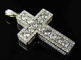 2.75Ct Round Cut Diamond Channel Set Cross Pendant In 14K White Gold Finish - £97.38 GBP