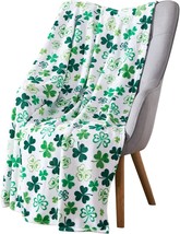 Greens Of Ireland Four Leaf Clover Shamrock Design Soft Throw Blanket For Saint - £30.25 GBP