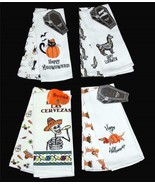 2 Embroidered &amp; Regular Halloween Cat * Dog * Skeleton* Llama Kitchen To... - $24.68 CAD