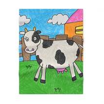 Cow Moo Farm Barn Animal Character Soft Fleece Baby Blanket - £16.00 GBP