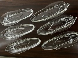 Set of 6 Vintage Clear Glass Corn On The Cob Plates Section for Butter &amp;... - $47.52