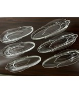 Set of 6 Vintage Clear Glass Corn On The Cob Plates Section for Butter &amp;... - £31.76 GBP