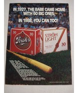 1988 Color Ad Stroh&#39;s and Stroh Light Beer 1927 Babe Came Home With 60 B... - $12.33 CAD