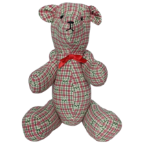 Oriental Trading Jointed Christmas Bear Plaid Holly Plush Stuffed Animal 10.5" - $26.73