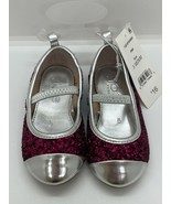 Joe Fresh Toddler Pink/Silver Sparkle Ballet Slip-on Shoes Strap Girls S... - £12.07 GBP