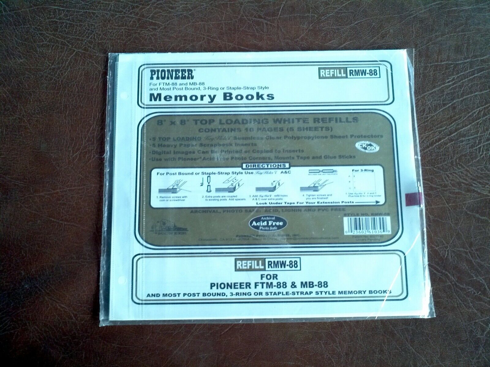 Pioneer Photo Albums RMW88 8&quot; x 8&quot; White Top Loading Scrapbook Refill Pages - $11.14