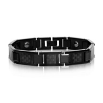Carbon Fiber Magnetic Tungsten Bracelet - Black Plated - £167.06 GBP