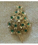 Vintage Green Rhinestone Christmas Tree Brooch - $26.08 CAD