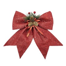 Christmas Decorative Bows For Wreath Garland Treetopper Christmas Tree (11&quot; Lg R - £20.55 GBP