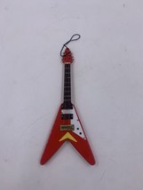 Red Electric V-Guitar Wooden Christmas Ornament Approx.6&quot; - £10.98 GBP