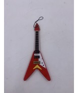 Red Electric V-Guitar Wooden Christmas Ornament Approx.6&quot; - £11.01 GBP