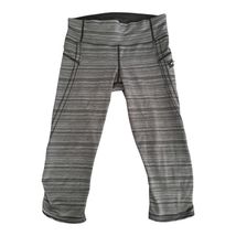 Lululemon Pants Womens 6 Gray Stripe Crop Run Inspire II Capri Yoga Athl... - $37.99