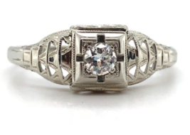 Authenticity Guarantee 
18k White Gold Filigree Genuine Natural Diamond Ring ... - £450.20 GBP