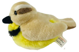 K&amp;M Toys Bird Plush Stuffed Animal Yellow Tan Black 5&quot; - £11.95 GBP