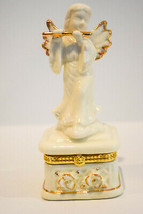 Angel With Flude Trinket Box  Porcelain Formalities Collection  Baum Bro... - £12.87 GBP