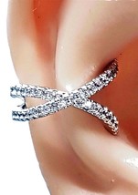 Criss Cross Ear Cuff Orbital Diamante Earring CZ Jewelry Silver (Non Bendable) - £5.55 GBP