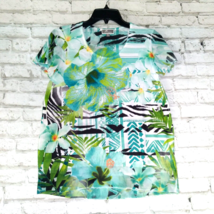 JM Collection Petite Womens Blouse PP Floral Embellished Shirt Short Sleeve - $17.98
