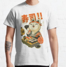 Sushi Chef Cat - Funny Restaurant Kitty - Japanese Food Classic T-Shirt - £16.71 GBP