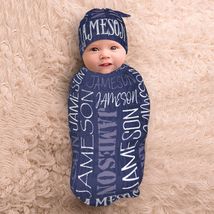 Personalized Baby Swaddle and Hat for Baby Girl Boy with Name Baby Girl ... - £7.81 GBP