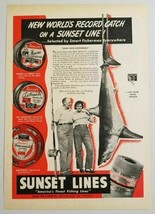 1947 Print Ad Sunset Fishing Lines 745-Pound Mako Shark San Francisco,CA - £6.39 GBP