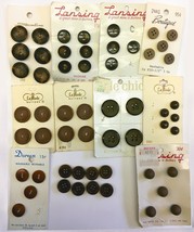 Mixed Lot 55 Vintage Brown Plastic Buttons Some on Cards Some are Not Ja... - $14.99