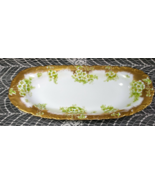 Antique T&amp;V Limoges 14&quot; Porcelain Tray Gilt Hand Painted Wild White Rose... - $165.83 CAD