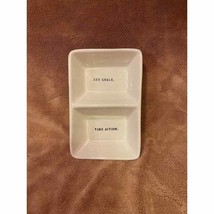 Rae Dunn Artisan Collection Divided Dish- &quot;Take Action, Set Goals&quot; - £8.88 GBP