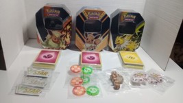Lot Of 3 Collector Tins With Energy Cards Dices And Emblems - $21.77