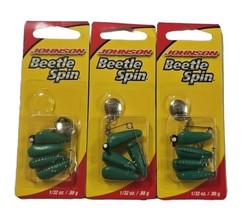 Lot of 3 Johnson Beetle Spin 1 INCH 1/32 oz Green Black .88g Fishing Lure Bait  - £12.68 GBP