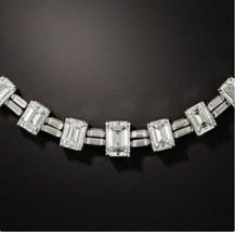 26 CT Emerald Cut Simulated Diamond 925 Silver Gold Plated Women&#39;s Necklace - £202.56 GBP