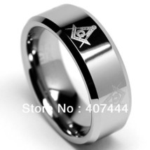 Free Shipping E&amp;Ctungsten 8MM Freemason Masonic Tungsten Carbide Ring Men&#39;s Band - £30.87 GBP