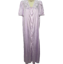 Vintage Da Notte Nylon Robe Size M Lilac Purple Short Sleeve Lace Trim B... - $24.70