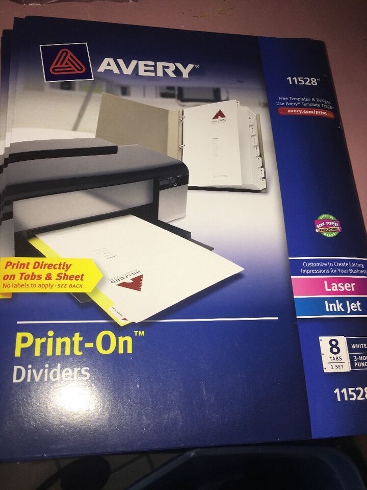 Avery 11528  Print-On Dividers, 8-Tab, 3-Hole Punched, 8-1/2 x 11, 1 Pack - $19.79