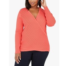 INC Womens Plus 2X Grapefruit Surplice Pullover Sweater NWT AN88 - $39.19