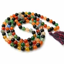 7 Chakra Onyx 109 Runde Perle 8 mm Mala Halskette - $59.17