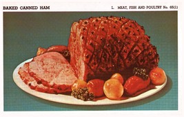 Vintage 1950 Baked Canned Ham Print Cover 5x8 Crafts Food Decor - £7.85 GBP