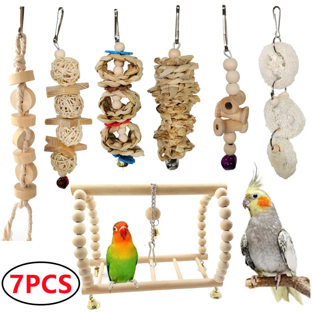 House Home Bird Toys Set Low Price atiel Parrot Toy Accessories Budgie Perch Sta - £37.69 GBP