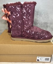 UGG Size 6 K Bailey Bow Moon And Stars Boots Lightly Worn With Box - £23.25 GBP